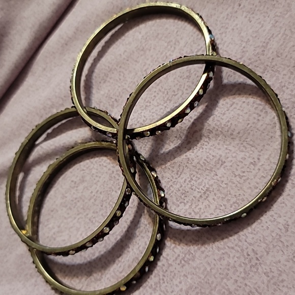 Set of 4 Multicolour Brown and Golden  Stackable Beaded Sparkle Indian Bracelets - Picture 3 of 4